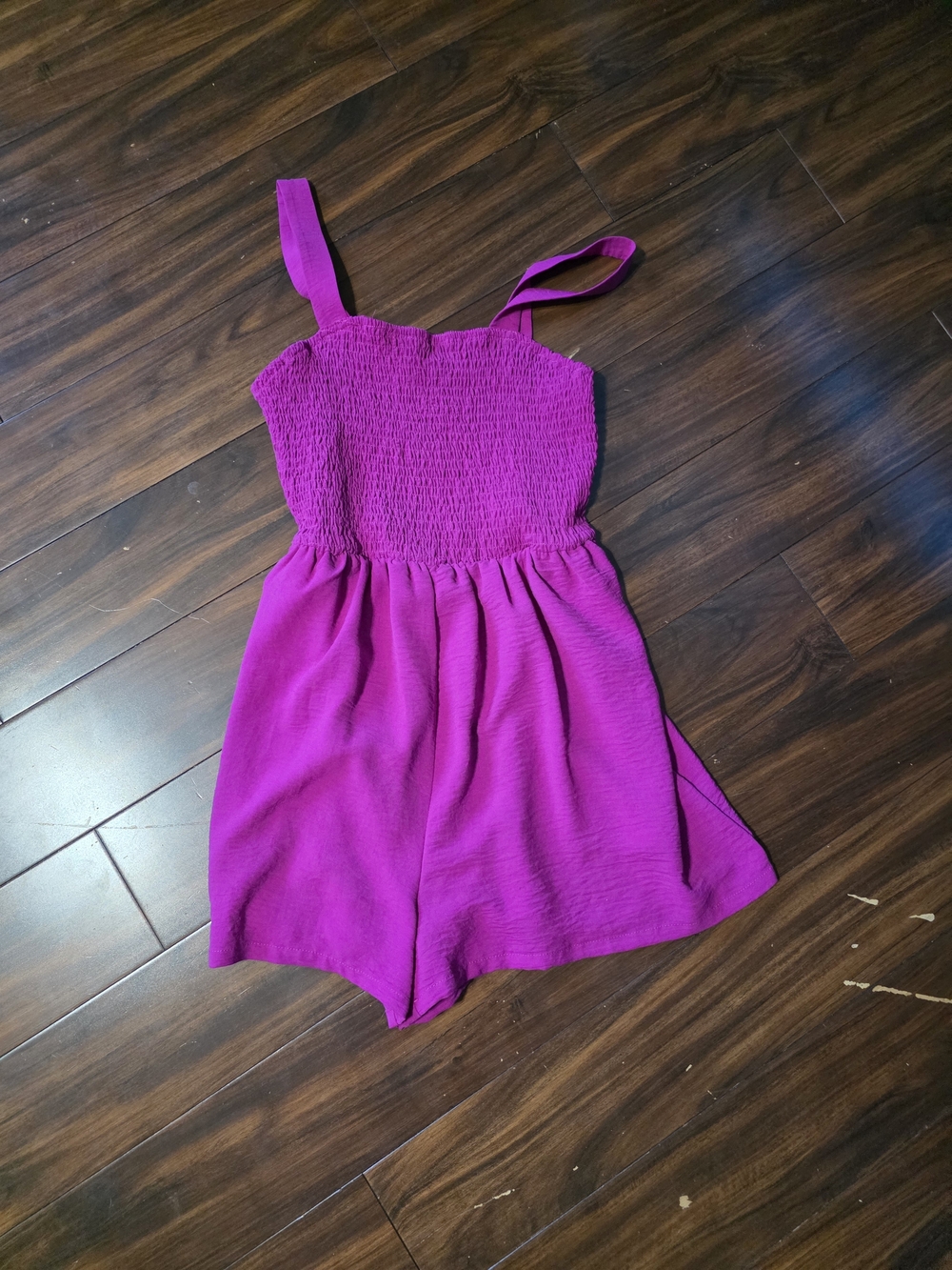 Womens Magenta Smocked Romper